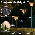 iBaycon 2 Pack 55in Solar Flame Post Lights Outdoor Landscape Pathway Lamp | Solar Garden Lights Warm White, Flickering Flame Light Outdoor Waterproof for Yard Lawn Pathway Landscape Decorations