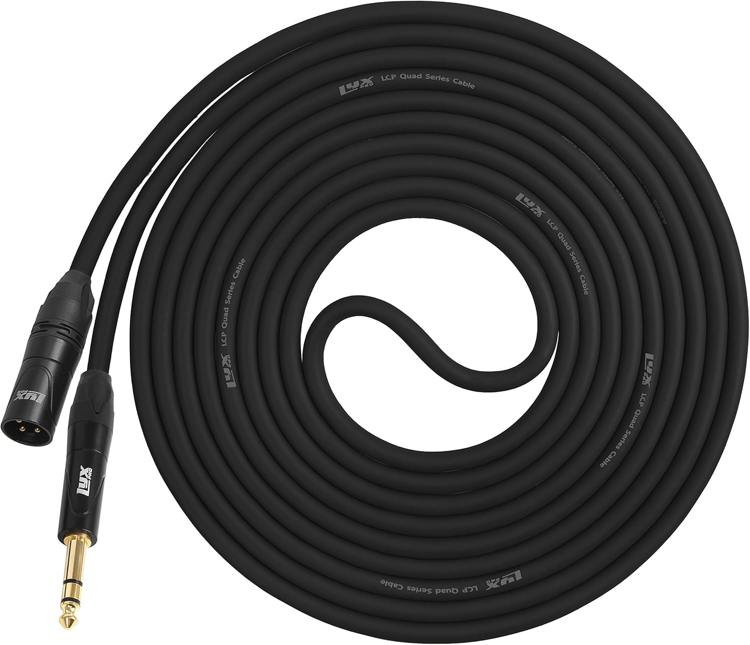 LyxPro - 10 Ft - XLR Male to 1/4" TRS Star Quad Microphone Cable for High End Quality and Sound Clarity, Extreme Low Noise – Black