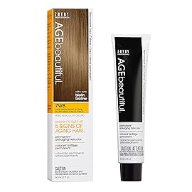 AGE beautiful Permanent Hair Color Dye Liqui Creme | 100% Gray Coverage | Anti-Aging Haircolor | Biotin for Thicker, Fuller Hair | Professional Salon Coloring | 7WB Dark Warm Beige Blonde