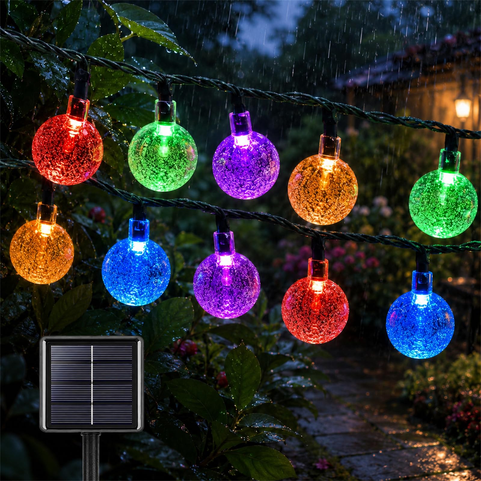 ENEN LED Solar Lights Outdoor Garden, 1.8cm Diameter Hanging Indoor/Garden Lights, Waterproof Garden Ornaments Outdoor, for Gazebo Patio Home Christmas Party Wedding Decor (Colorful,12M/100LED) — image 1