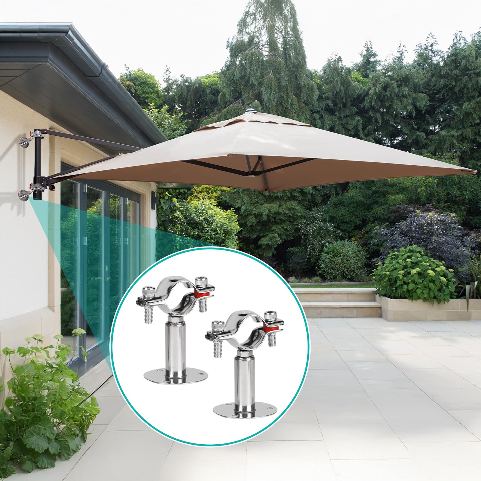 LALAGO 4pcs Support Tuyaux Réglable pour Φ32-34mm, Pince de Support Tube à Montage Mural en Acier Inox avec 12pcs vis et tubes d'expansion, Collier de Serrage Plafond pour la Fixation ou de Barres