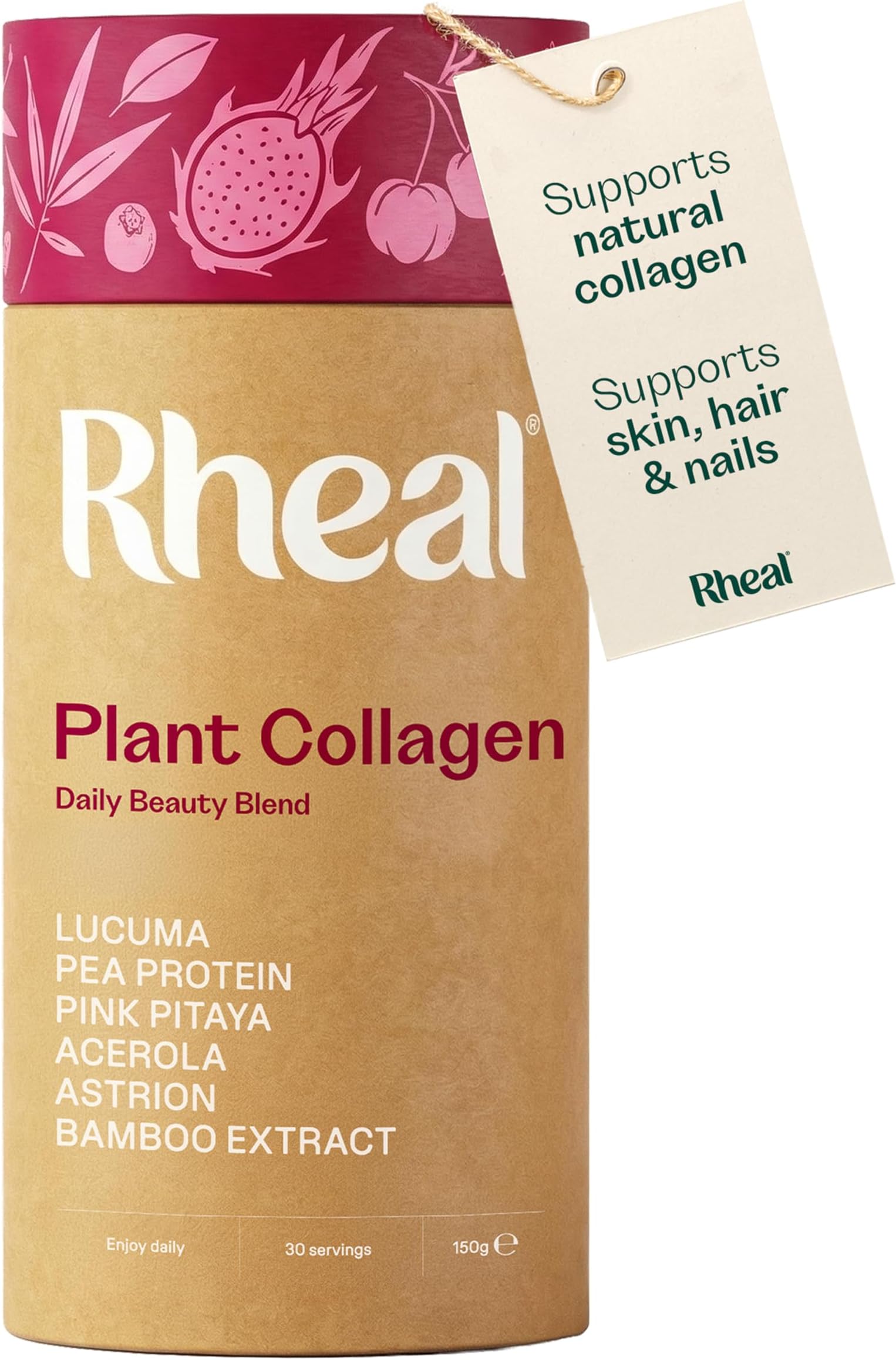 Rheal Plant Collagen 150 g – Organic Plant‑Based Collagen Support Powder with Astrion®, Acerola & Bamboo Silica – Supports Collagen Production, Skin Hydration & Glow – Vegan, Gluten‑Free – 30 Servings