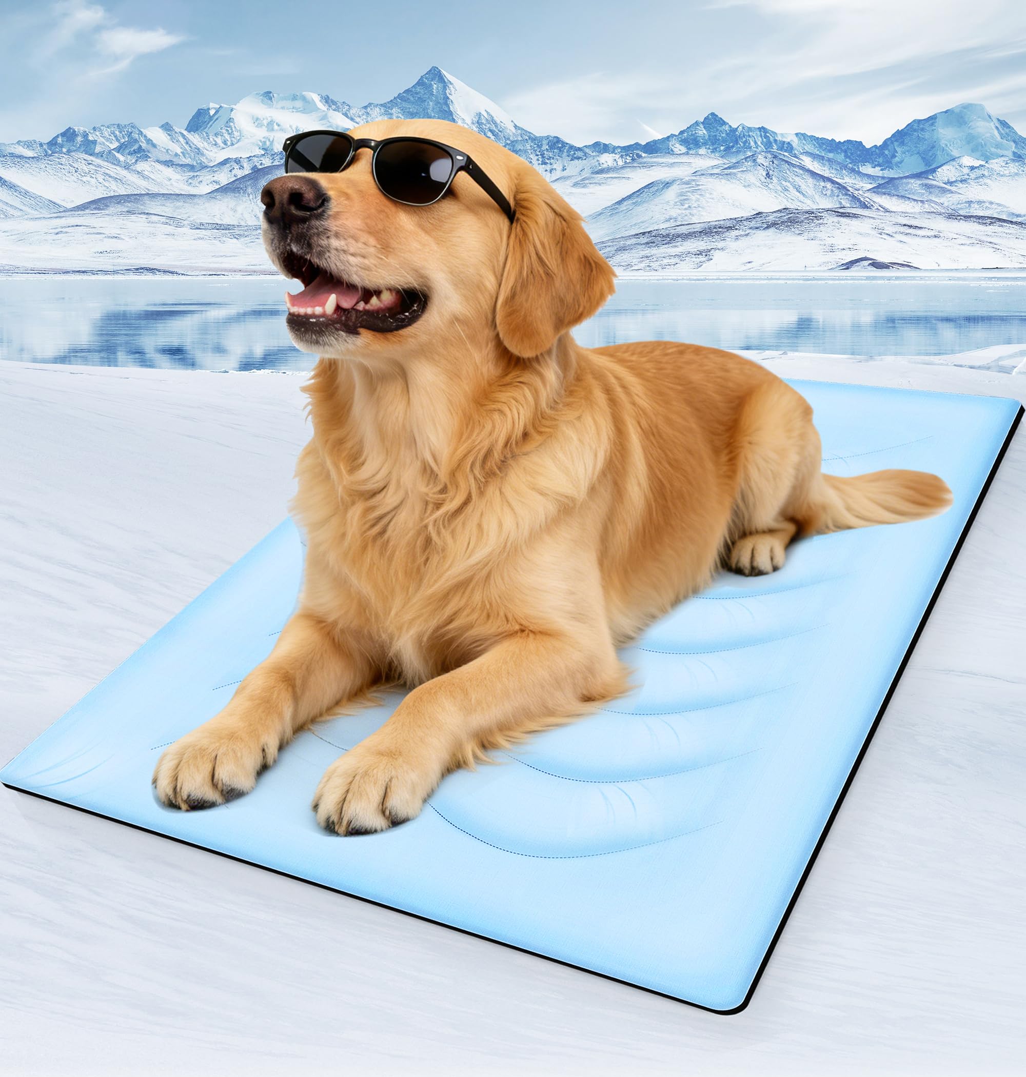 ARDFFA Tappetino Refrigerante per Cane Grande 100x70cm - Tappeto Rinfrescante Auto-Raffreddante Senza Gel con Fondo Antiscivolo, per Estate in Casa, Giardino, Auto o Cuccia (Blu)