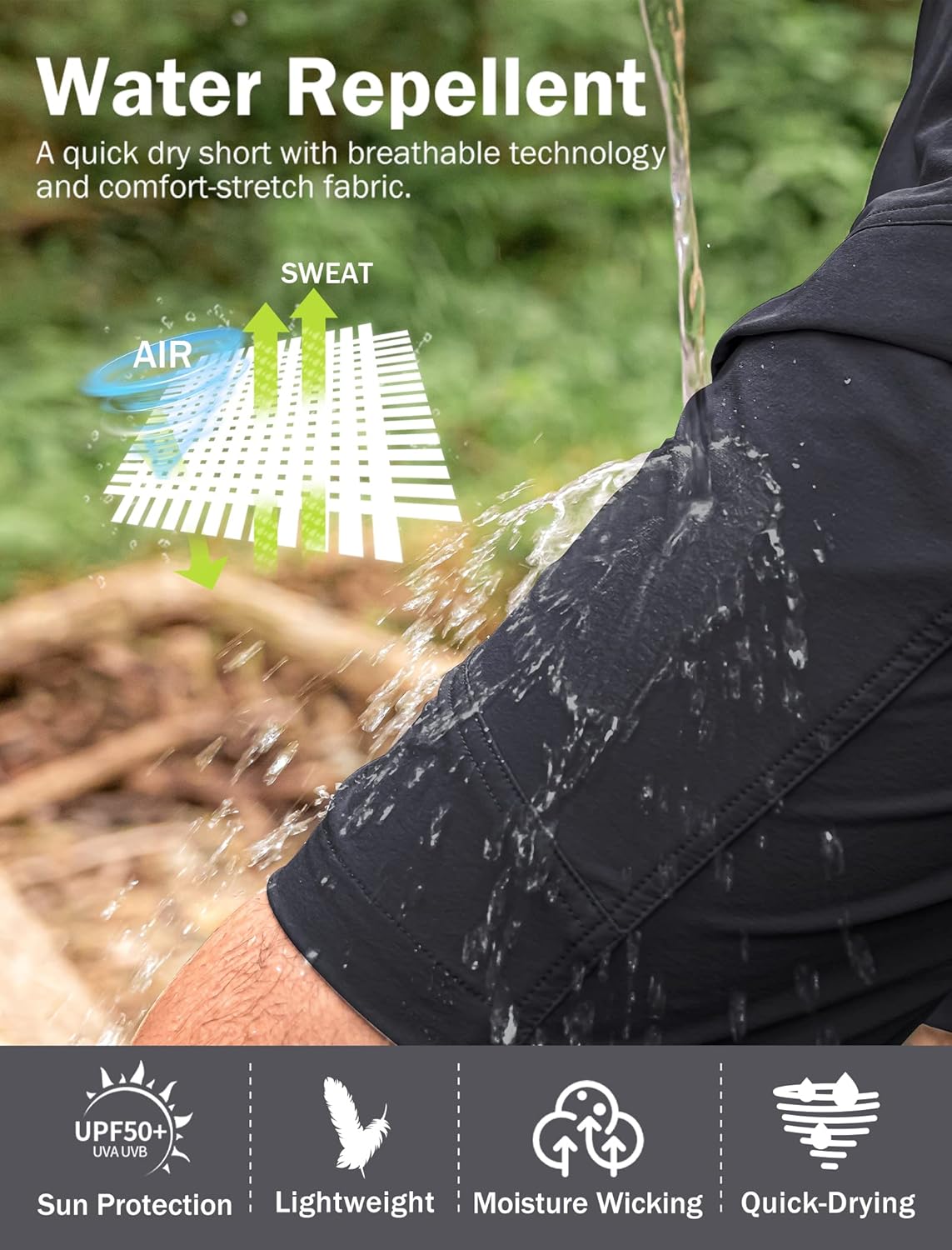 Stlight Men's Hiking Cargo Shorts 8"/10" Quick Dry Lightweight Casual Shorts for Athletic Fishing Golf with Zipper Pockets - Image 3