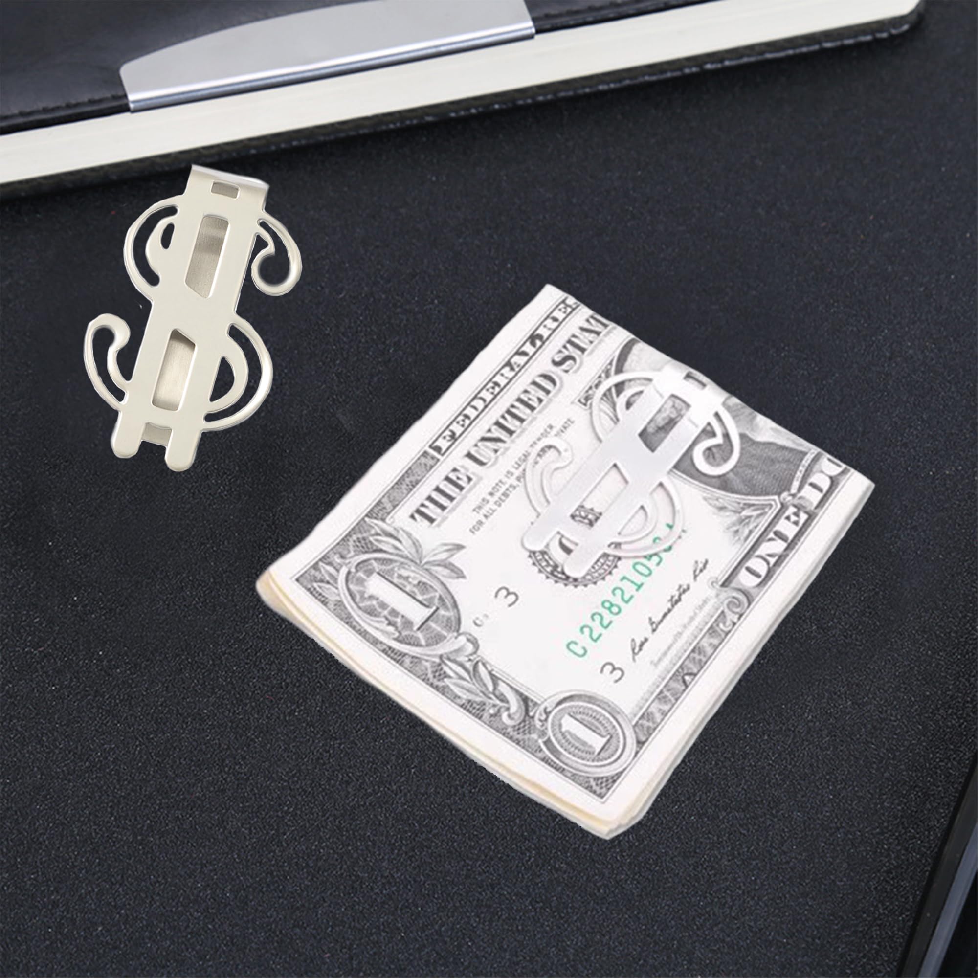ZAHD 2 SZT. Klipsy na pieniądze męskie Klipsy na pieniądze Money Clip Spinki na banknoty Ultra cienki metalowy klips na pieniądze Klamra na gotówkę na banknoty Karta wizytowa Karta kredytowa, srebro