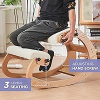 Vista 10 de Silla ergonómica, mecedora ajustable para oficina en casa, silla de oficina de madera para aliviar el dolor de espalda, gris