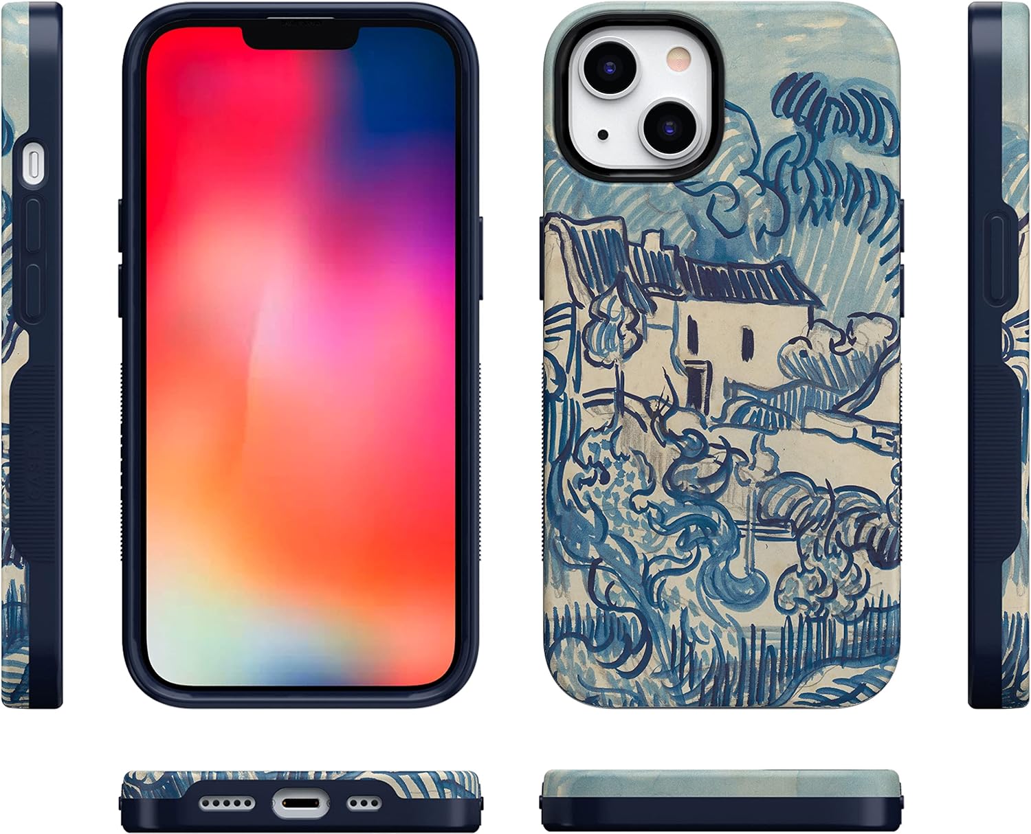 Casely iPhone 13 Case | Van Gogh | Landscape with Houses | Bold Protective Design | Compatible with MagSafe