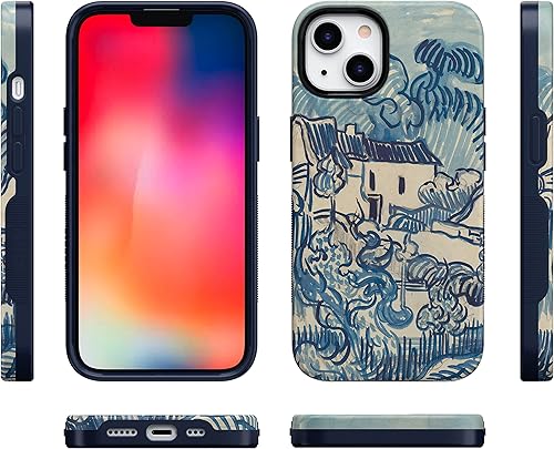 Vista 1239 de Casely Funda para iPhone 13 Compatible con MagSafe Color Splash de medianoche Funda retro abstracta Color de medianoche Splash Abstracto