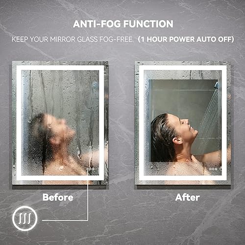 Miniatura 5 de ANTEN - Espejo LED de baño con luces de 32 x 24 pulgadas, espejo LED de vidrio templado para baño, temperatura de 3 colores e iluminación regulable