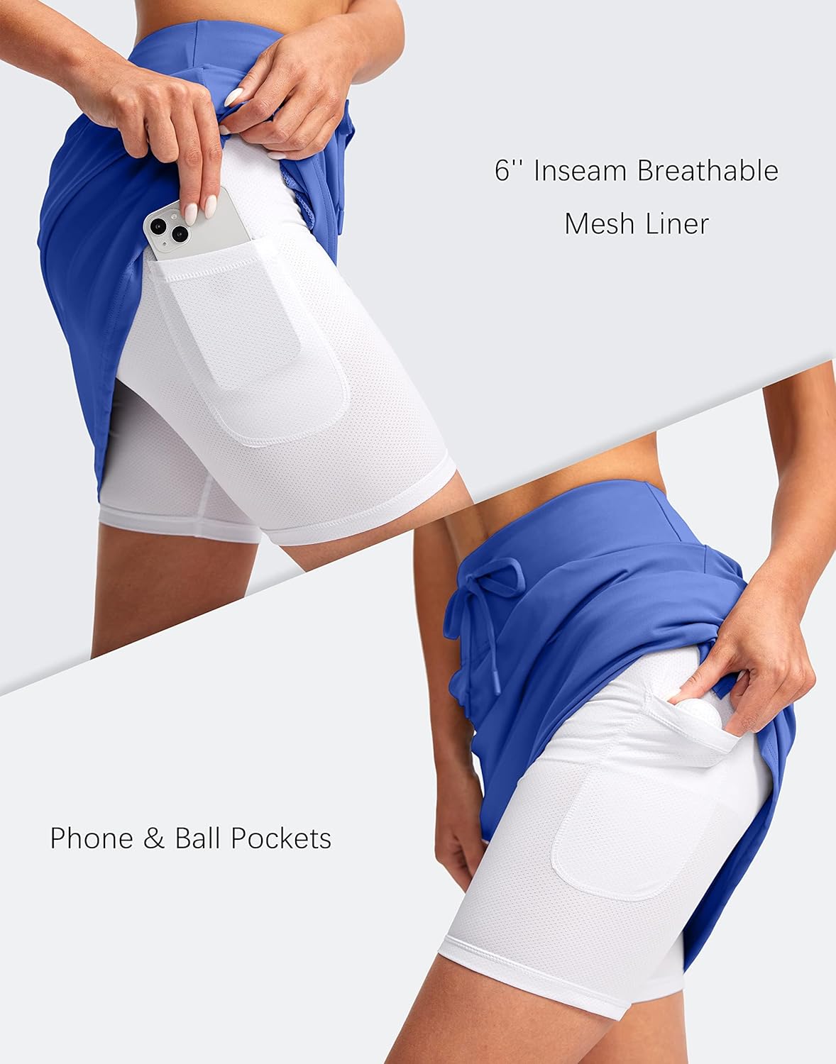 SANTINY Women's 20'' Knee Length Skorts Skirts 6 Pockets High Waisted Drawstring Long Athletic Tennis Golf Skirt Women - Image 5