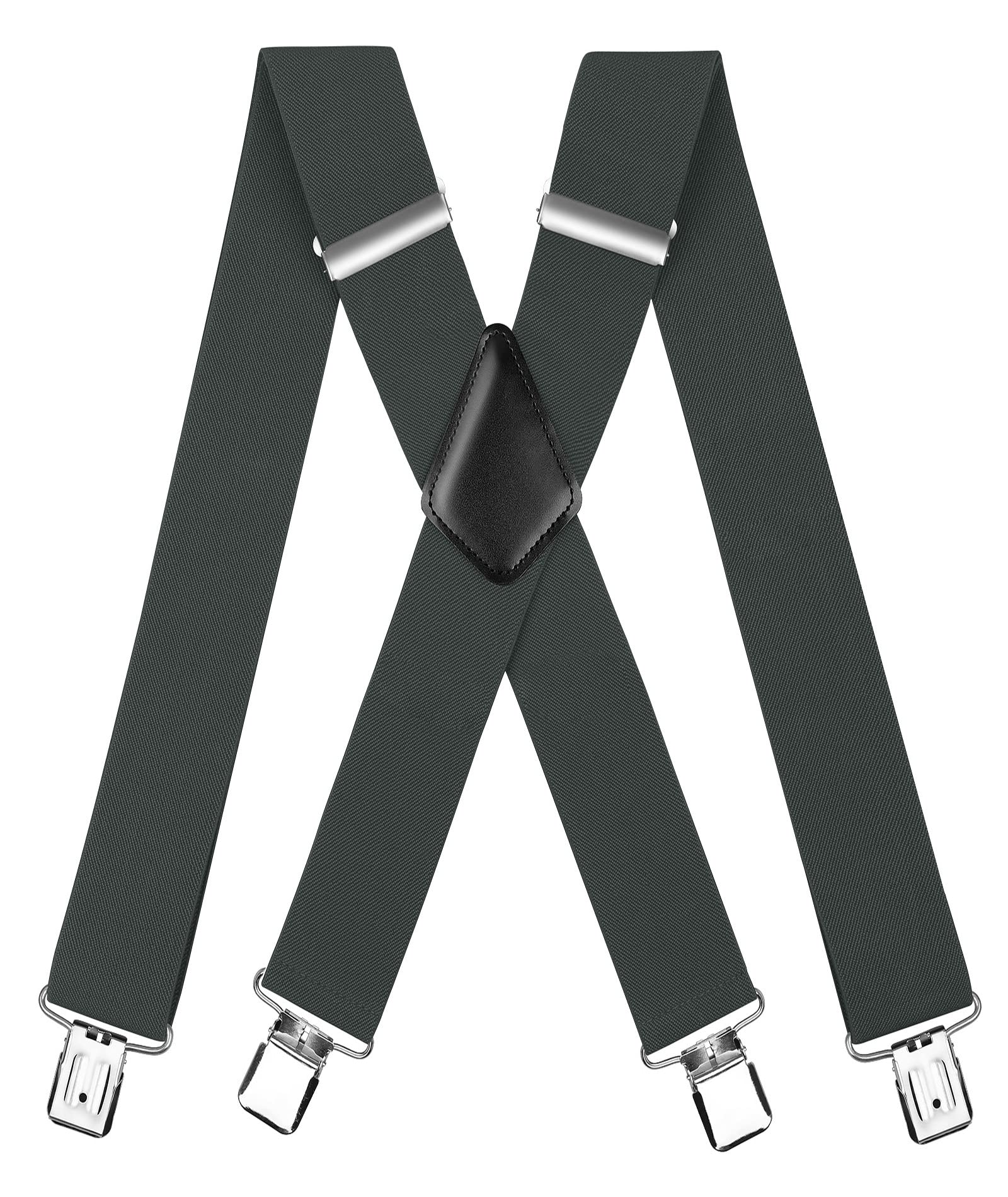 Men's Suspender Trousers Braces with Strong 2 inch Wide 4 Clips Heavy Duty for Men X Style Adjustable Suspenders