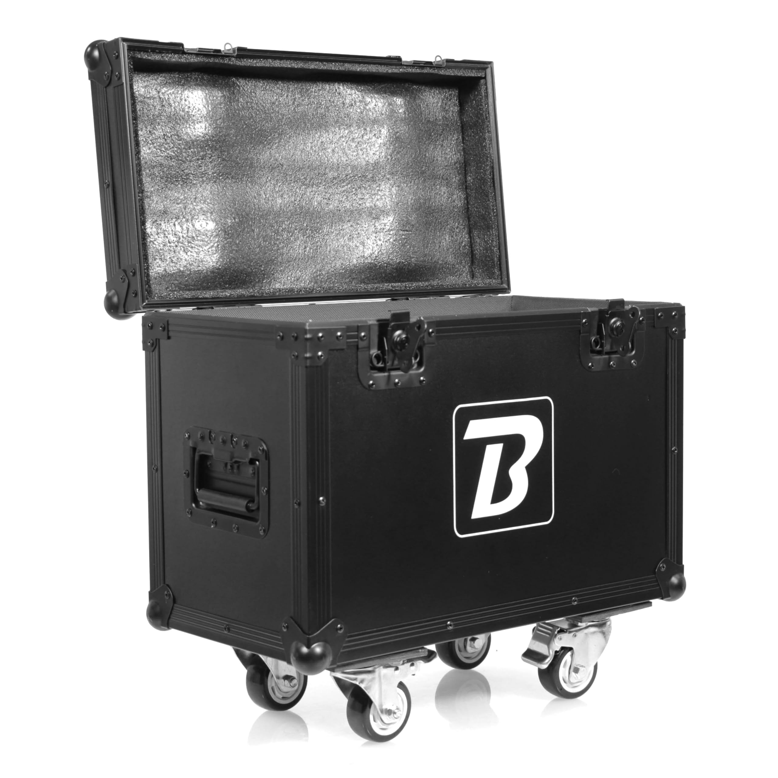 BoomToneDJ Cirrus 1000 Flight Case Universale Nero con Rotelle. Valigia Professionale. Angoli in Alluminio. Rinforzi Angolari. Dimensioni 543 x 390 x 269 mm.