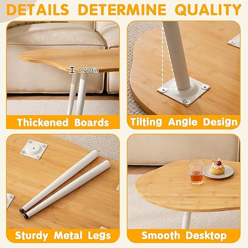 Miniatura 6 de Mesa de centro Cloud - Lindas mesas de té con bambú natural, mesas de café de madera maciza, mesa central de sofá moderna para sala de estar y