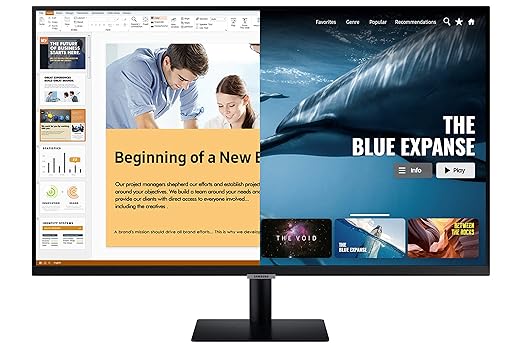 Samsung 32 inches 1920 x 1080 Pixels M5 LED Smart Monitor with Netflix, YouTube, Prime Video and Apple TV Streaming (LS32AM500NWXXL, Black) at Rs. 19100