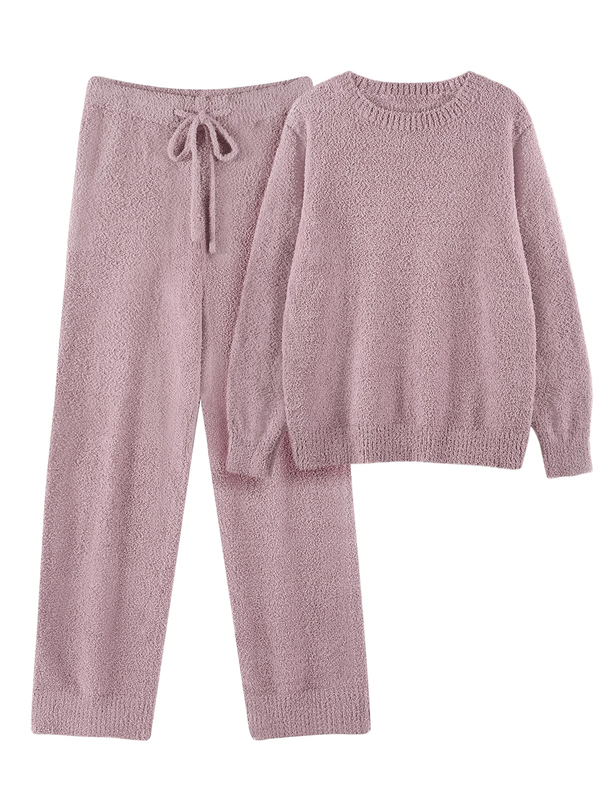 Uikue Womens Fleece Pajamas Sets Winter Fuzzy Soft Lounge Sets Warm Comfy Loungewear Outfits Sweater Pants 2 Piece Sleepwear
