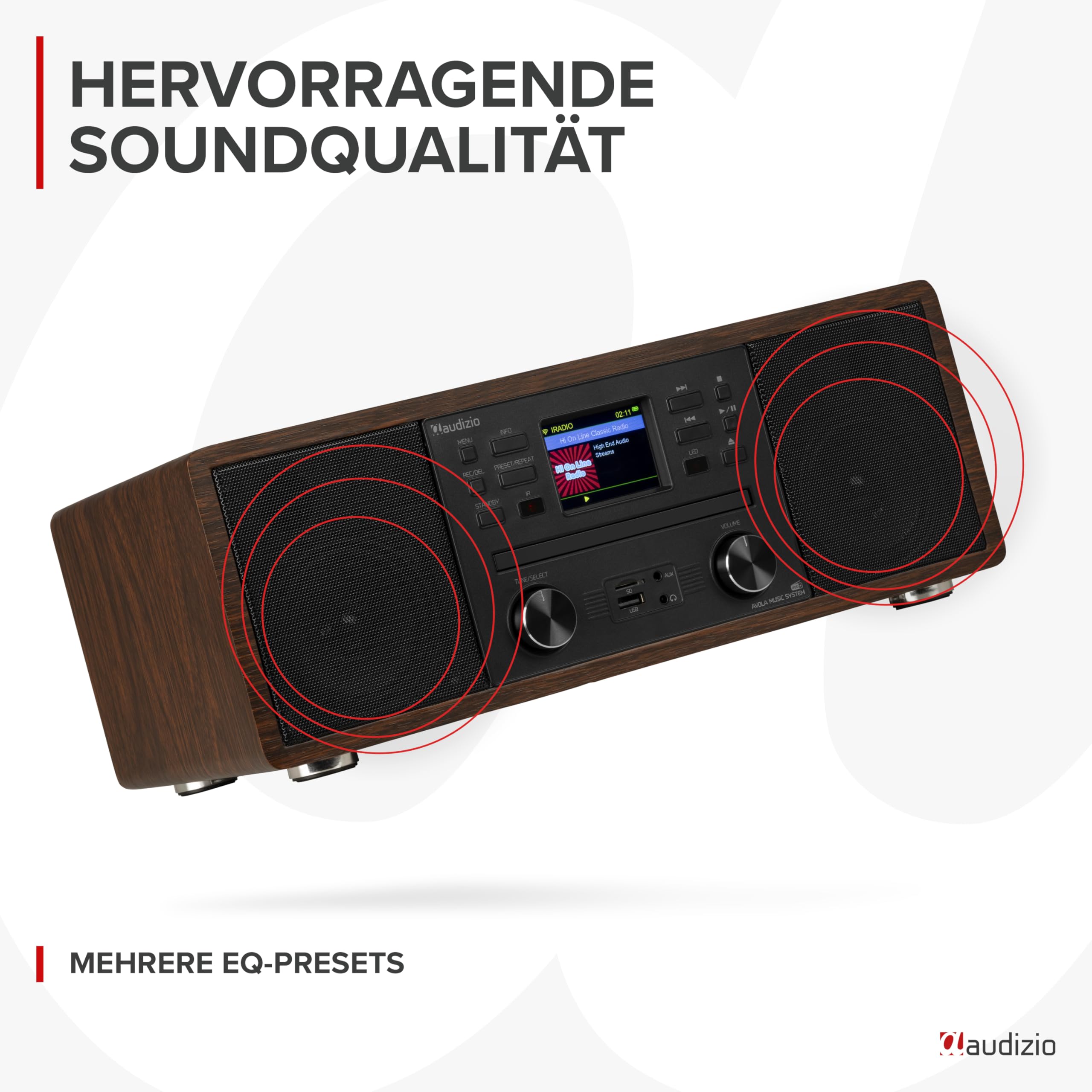 Audizio Avola: DAB+ Internetradio Mit CD-Player | WLAN, Bluetooth & FM | Hochwertiger Sound | DAB Plus Radio in Holz Braun
