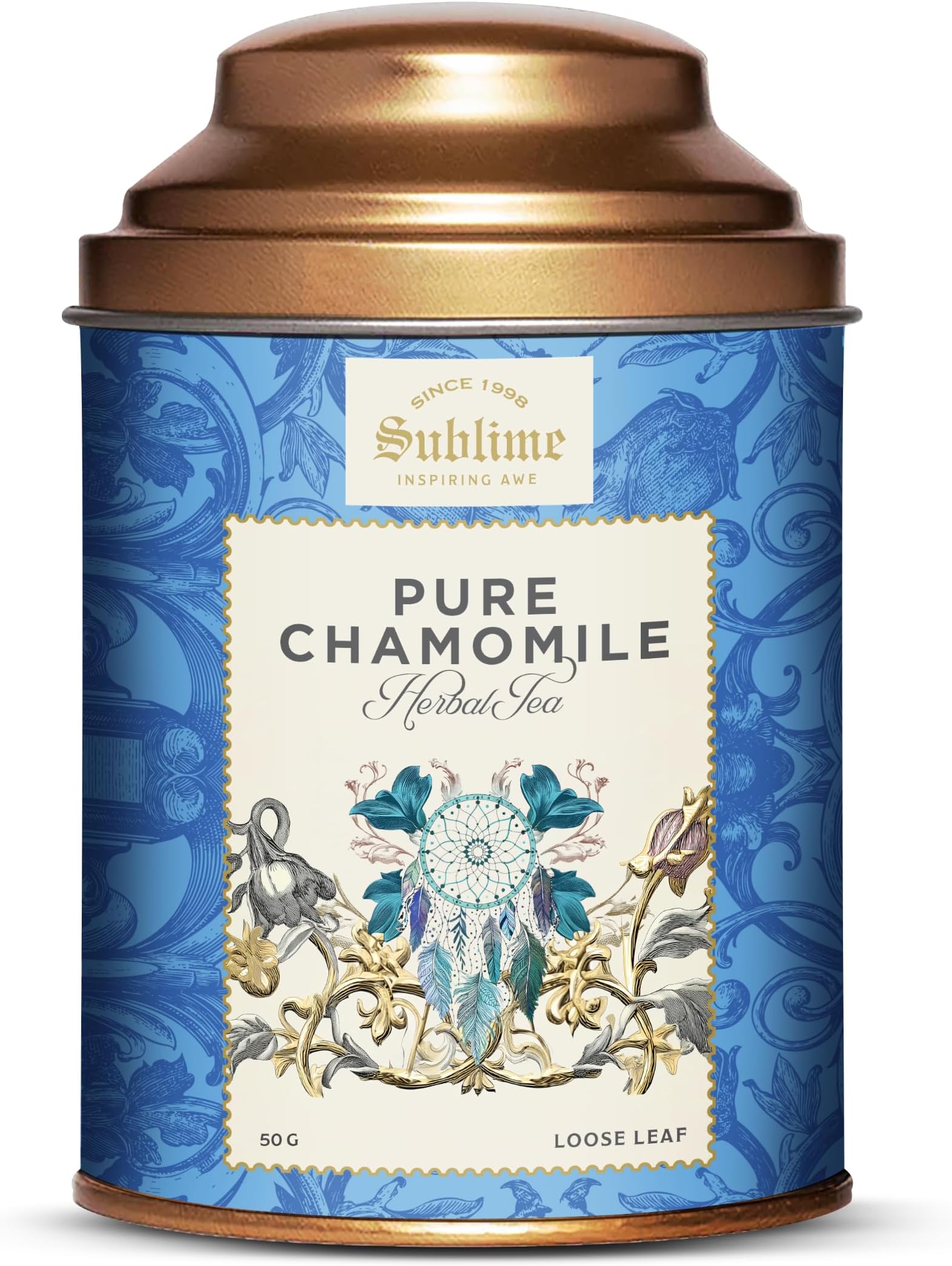 Sublime Premium Chamomile Tea Loose Leaf 50g | 100% Whole Chamomile Flowers | Caffeine Free Herbal Tea | No Added Sugar | No Preservatives