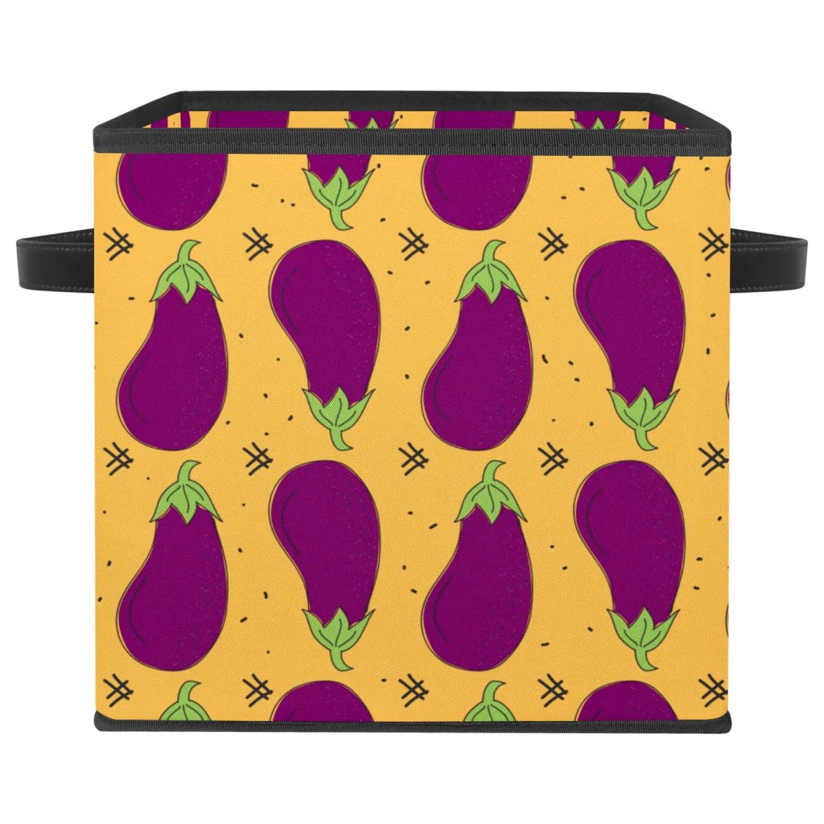 Bacs avec poignées pour jouet et livre, motif légume violet original