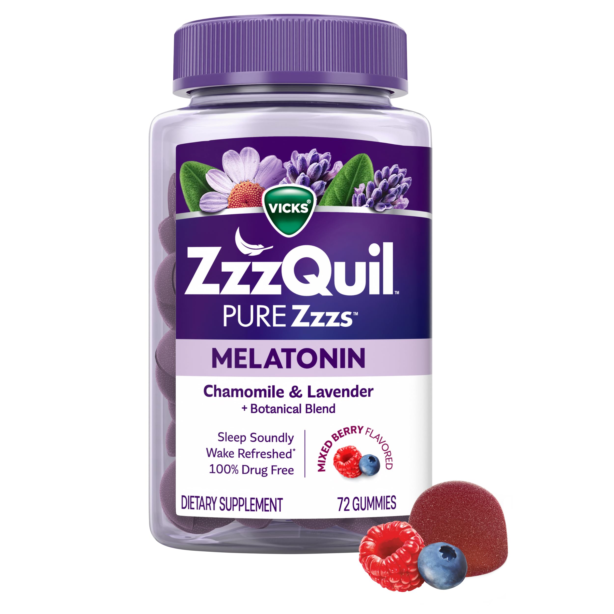 ZzzQuil PURE Zzzs Melatonin Gummies, Sleep Aid, Melatonin 2mg
