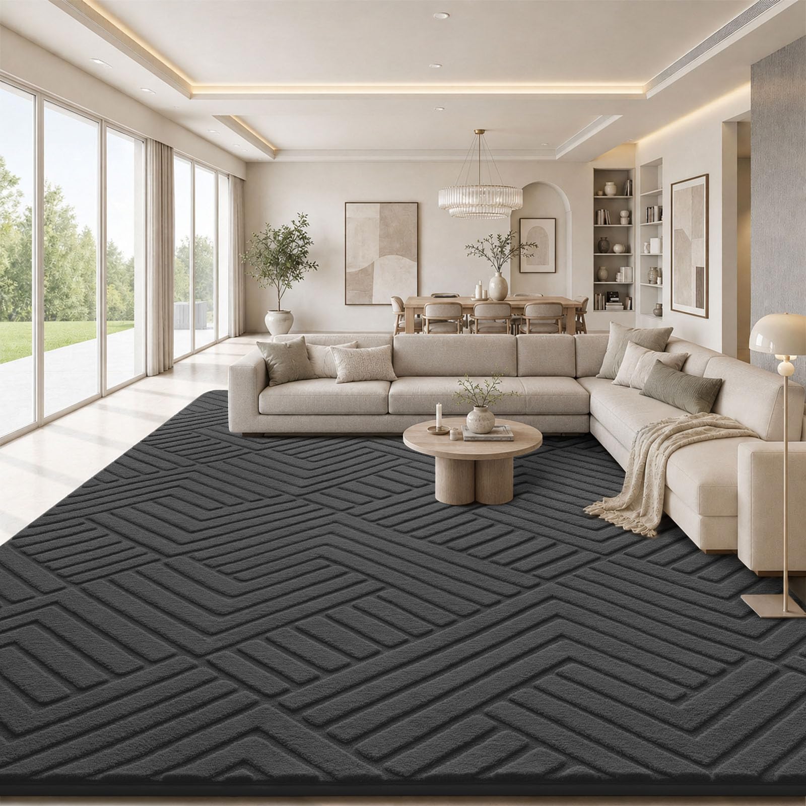 Treeboy Large Area Rugs For Living Room 140X200cm Dark Grey Bedroom Carpet
