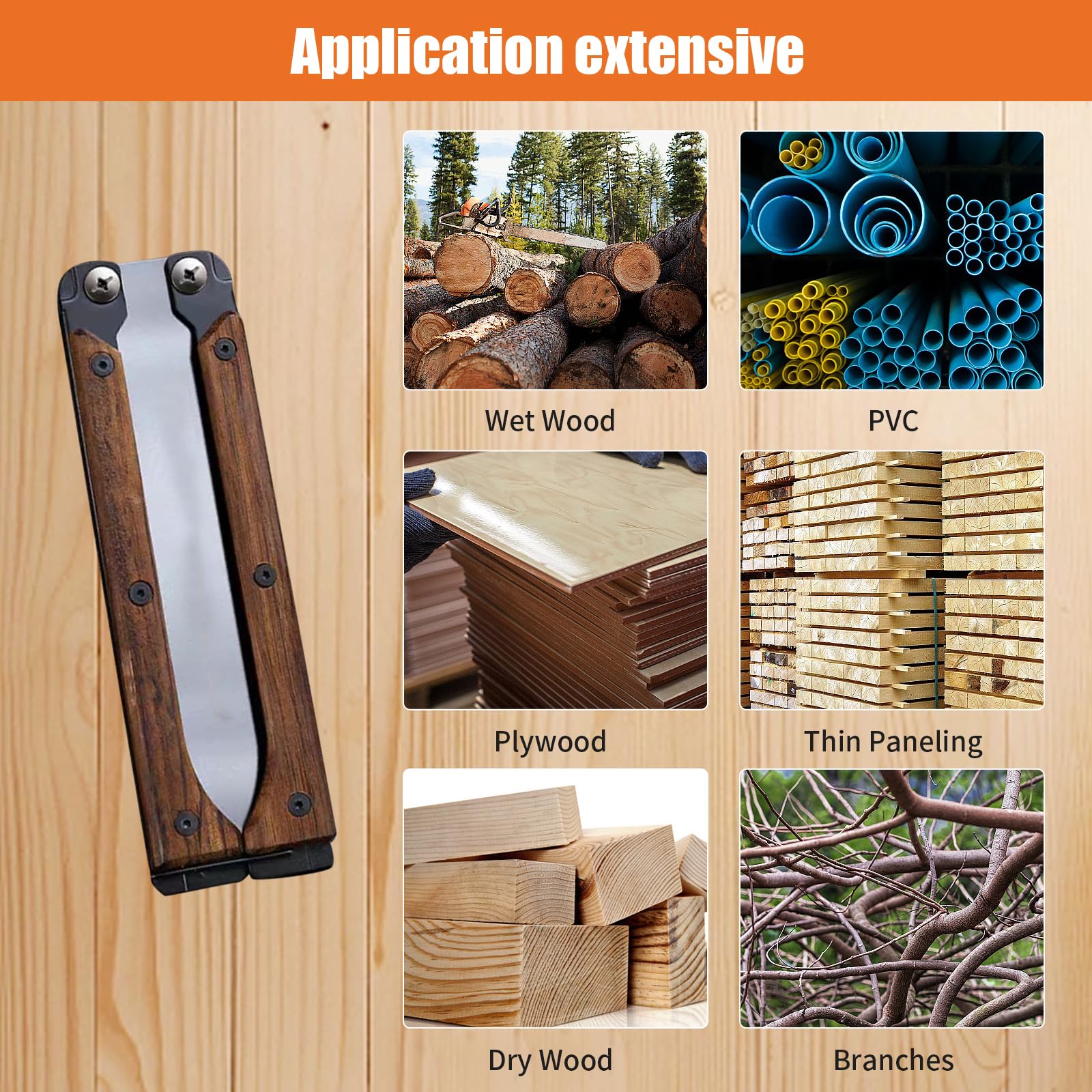 Sierra japonesa plegable, 150 mm, sierra de mano profesional, sierra japonesa, mango de madera de nogal SK5, acero al carbono, protección contra la corrosión, sierra japonesa para trabajar la madera