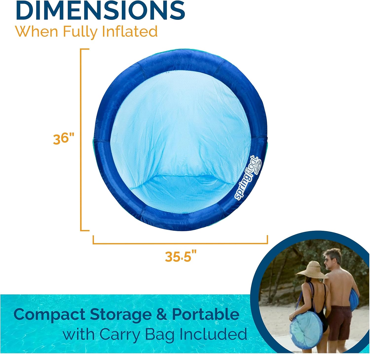 SwimWays Spring Float Premium Papasan Pool Lounger, Inflatable Pool Floats Adult with Fast Inflation for Ages 15 & Up