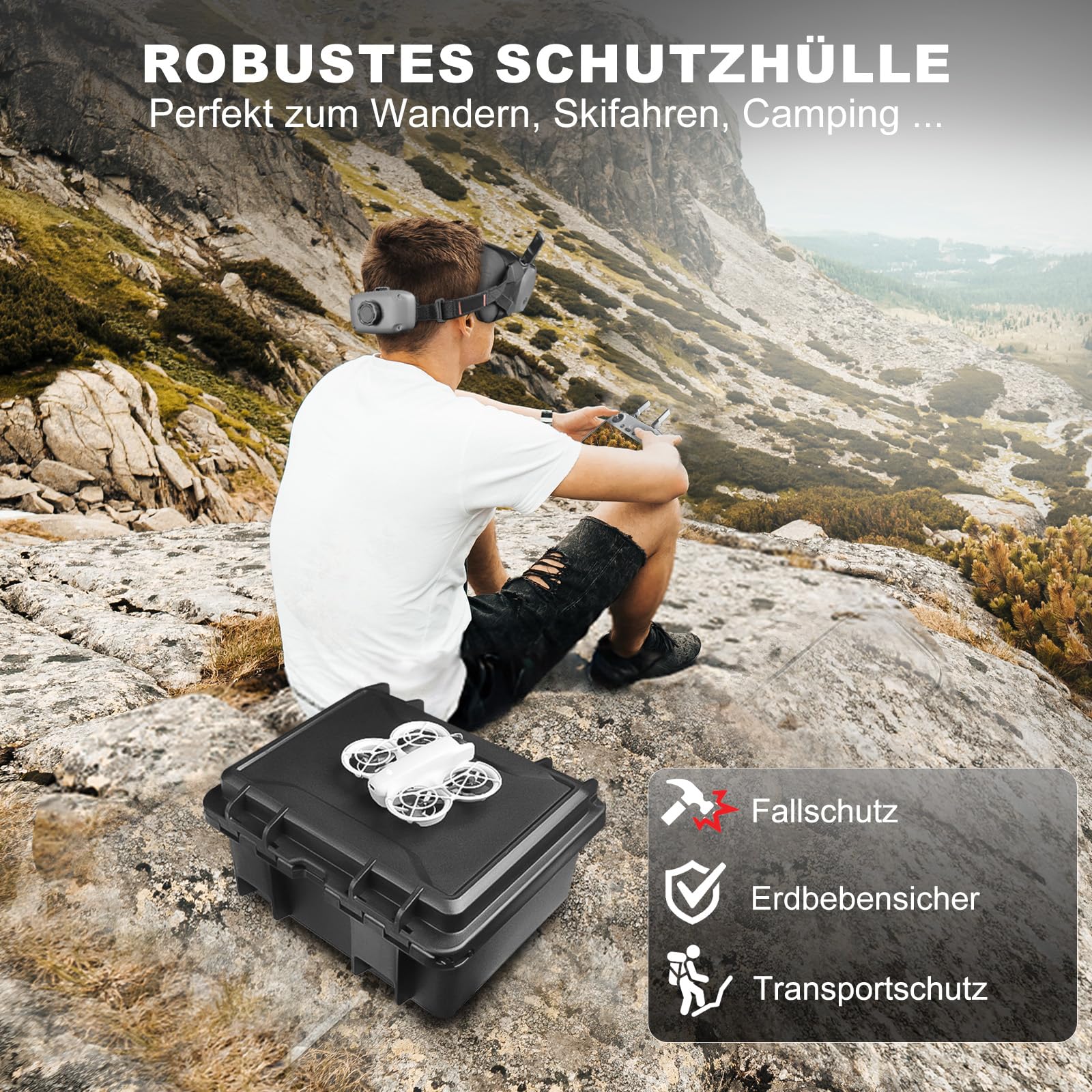 LEKUFEE wasserdichte Koffer für DJI Neo 1 Motion Fly More Combo,DJI Goggles N3/3/2/Goggles Integra,RC 2/N3/N2, RC Motion 3/2 und Zubehör (Nur Koffer)
