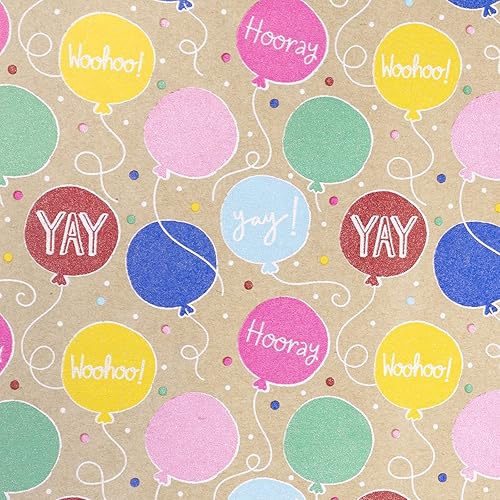 Vista 8 de RUSPEPA Rollo de papel de regalo Kraft - Patrón de globo - 24 pulgadas x 100 pies Balloon