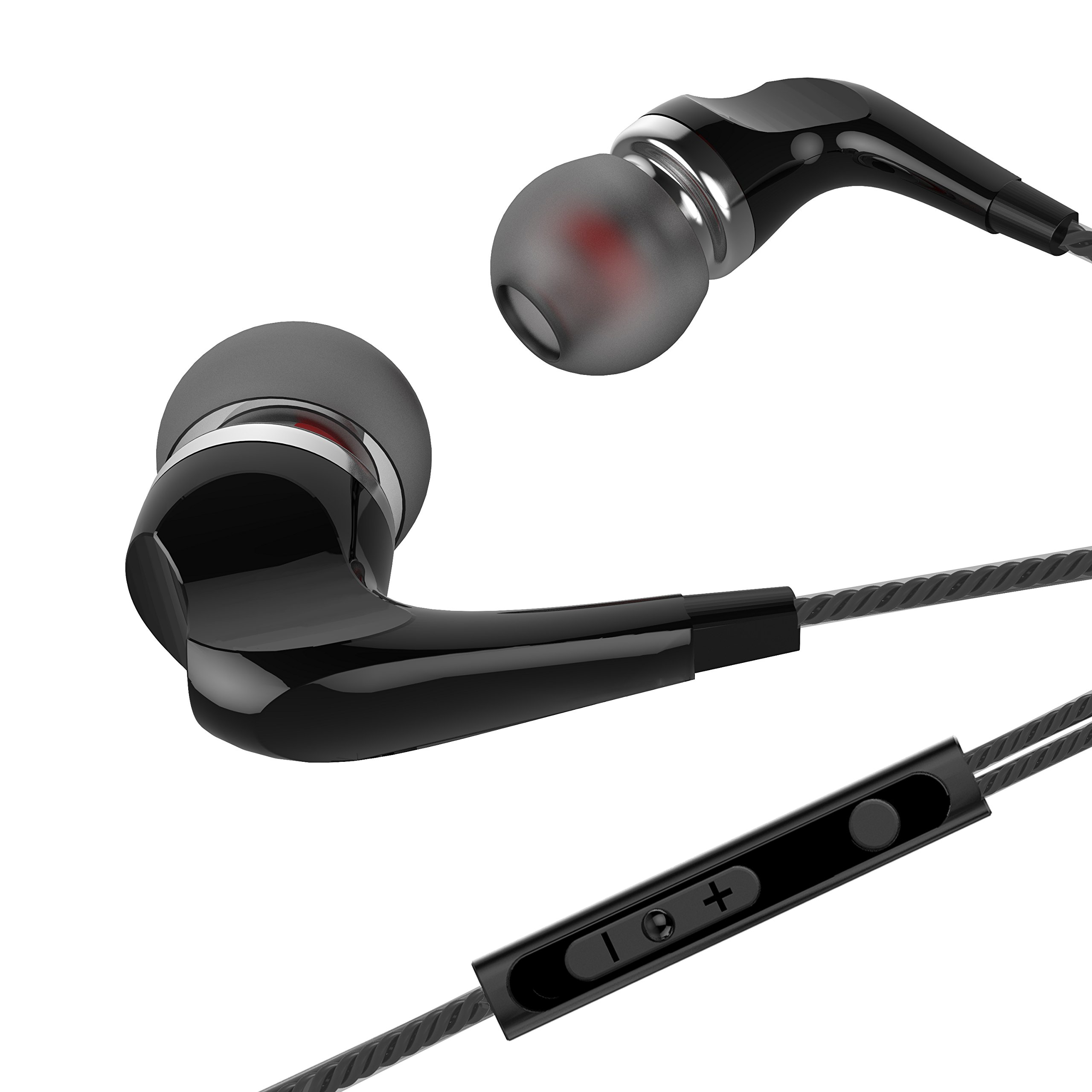 Earphones OCOMI Wired Headphones In Ear Earbuds with Microphone In-line Control Clear Sound Special Design Cable Clip Included Black