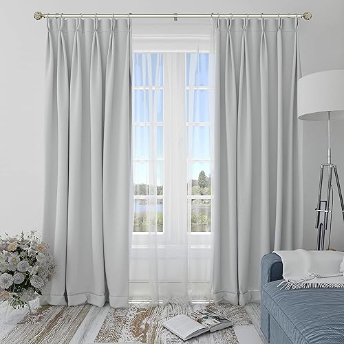 Miniatura 10 de Boenley - Barra de cortina doble de 1 pulgada con remates Torre y retenes, peltre, 28 a 48 pulgadas