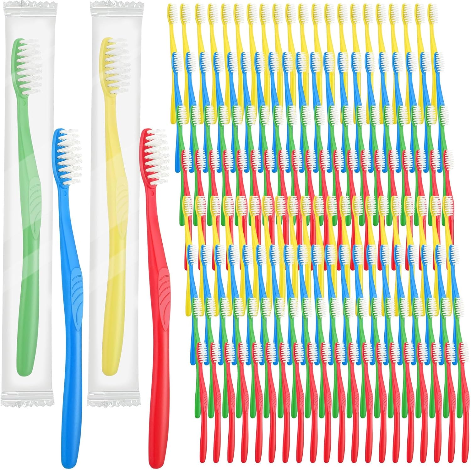 Tioncy 500 Pieces Disposable Toothbrushes Individually Wrapped Toothbrushes Bulk