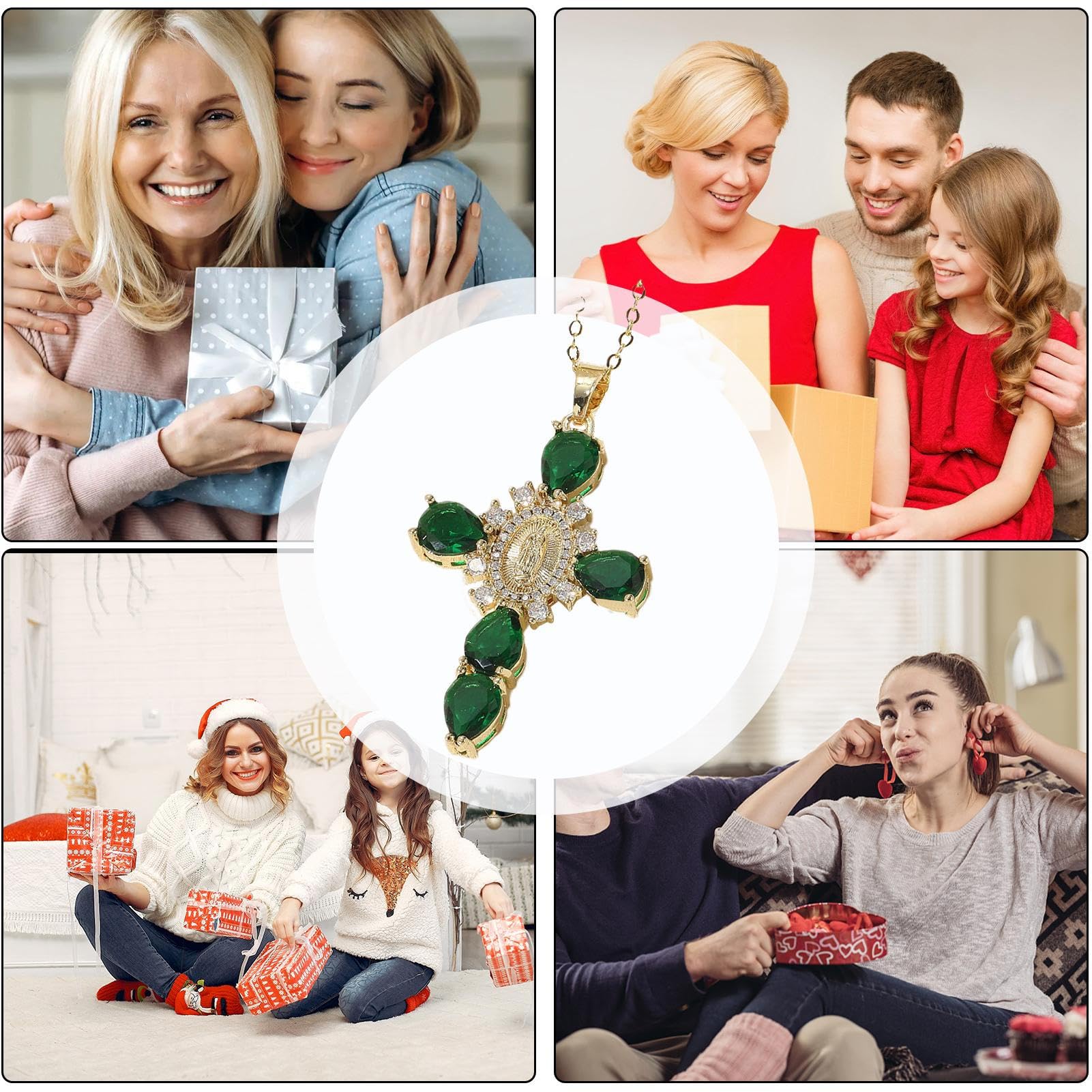 SIPURIS Collana con ciondolo a forma di croce con scritta Vergine Mary, collana da donna con ciondolo a forma di angelo, amuleto, gioiello, Misura unica, Acciaio inossidabile, Nessuna pietra