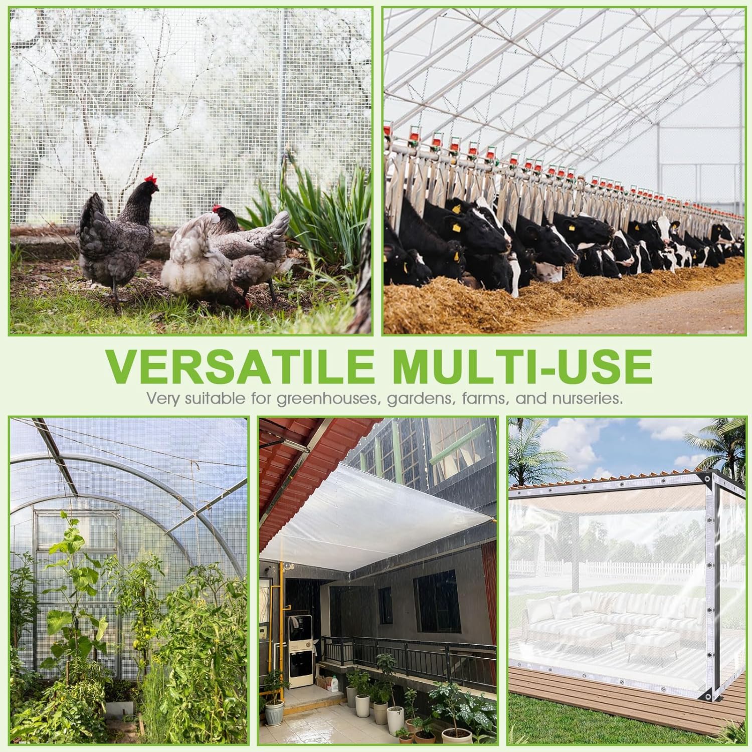 16 Mil Clear Plastic Tarps Heavy Duty Waterproof 10x20 FT,Green House Plastic Covering Sheeting,UV Resistant Greenhouse Cover Clear Tarp with Grommets for Garden,Farms,Nursery,Chicken Coop Winter Wrap