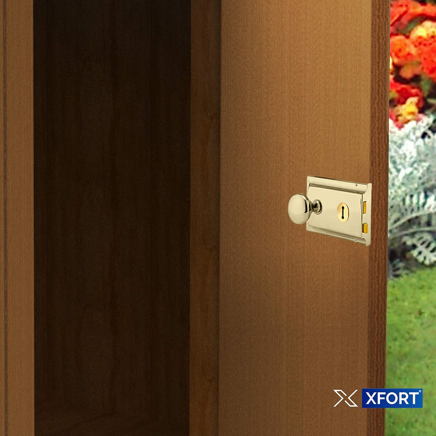 XFORT® 6"x 4" Brass Rim Sashlock, Door Lock with Latch, Resists Against Corrosion and Weather Damage - Image 5