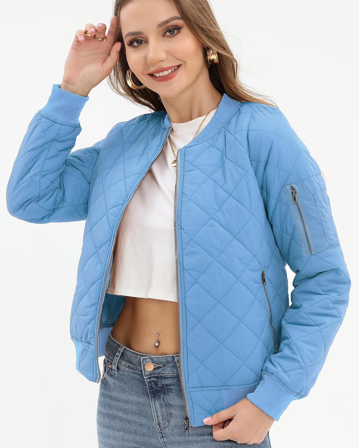 Argstar Women's Quilted Bomber Jakcet with 5 Pockets (XS-XXL) - Image 6