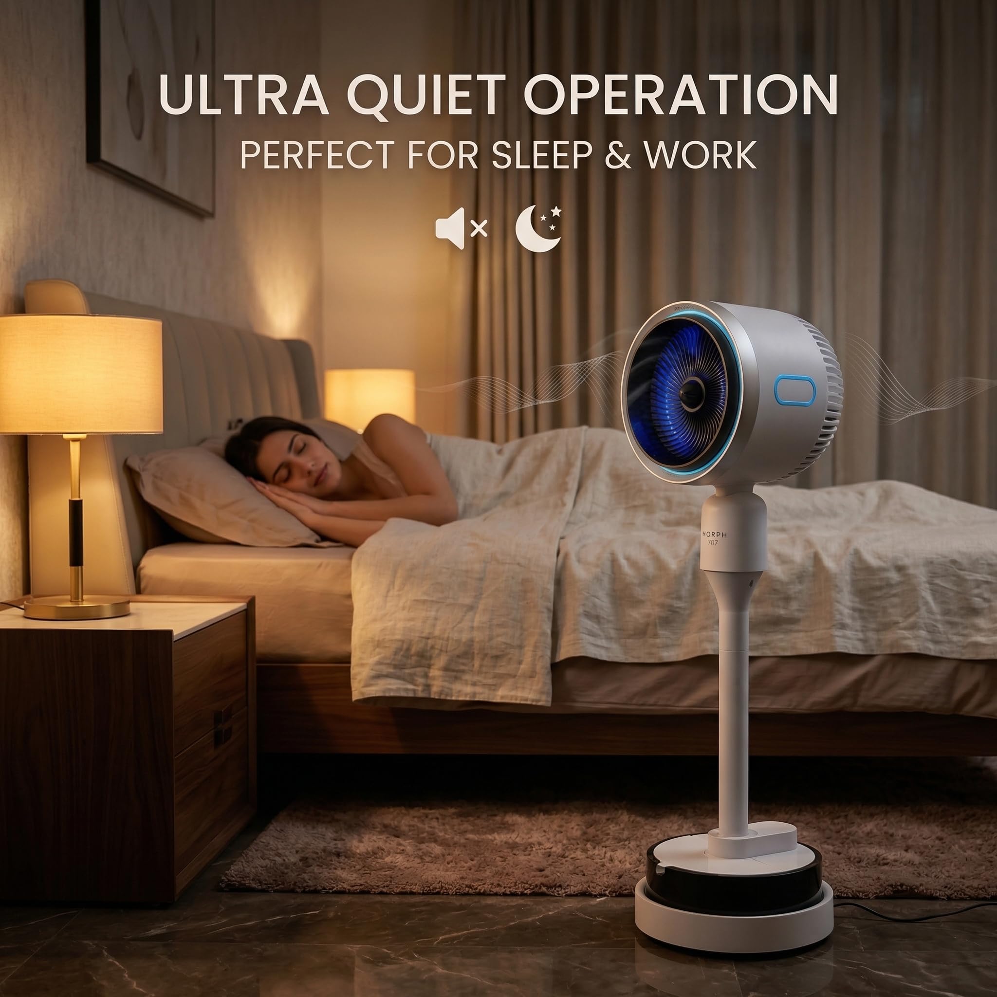 MORPH 707 Smart Fan with Cooling, Heating & Mist (Humidifier) | 120° Airflow, Remote Control, 3 Speed Modes, LED Display, Tower Fan for Home & Office (White) 3