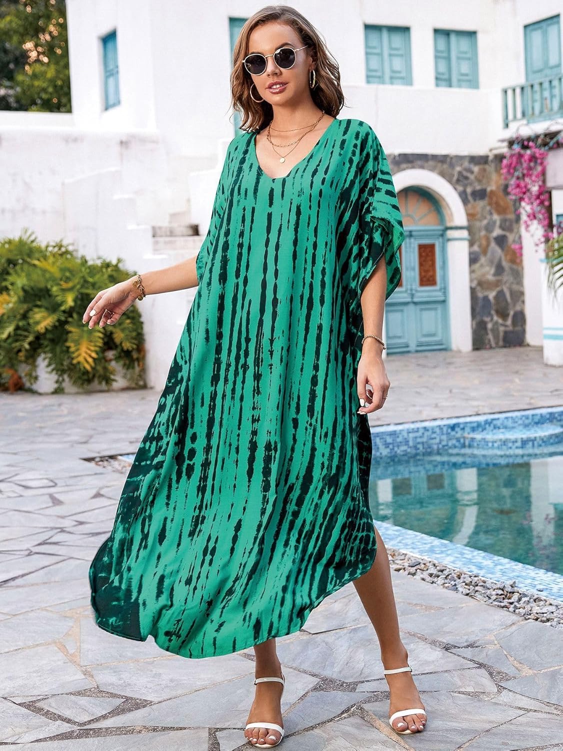 Kaftan for Women Plus Size Bathing Suit Cover up Batwing Dress Loose fit Moroccan Caftan mumu Dresses for Women - Image 7