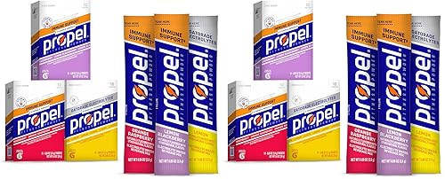 Miniatura 10 de Propel - Paquetes de sobres de polvo de mezcla de bebida de agua con electrolitos mejorados, sabor uva, hidratación sin calorías y sin azúcar con