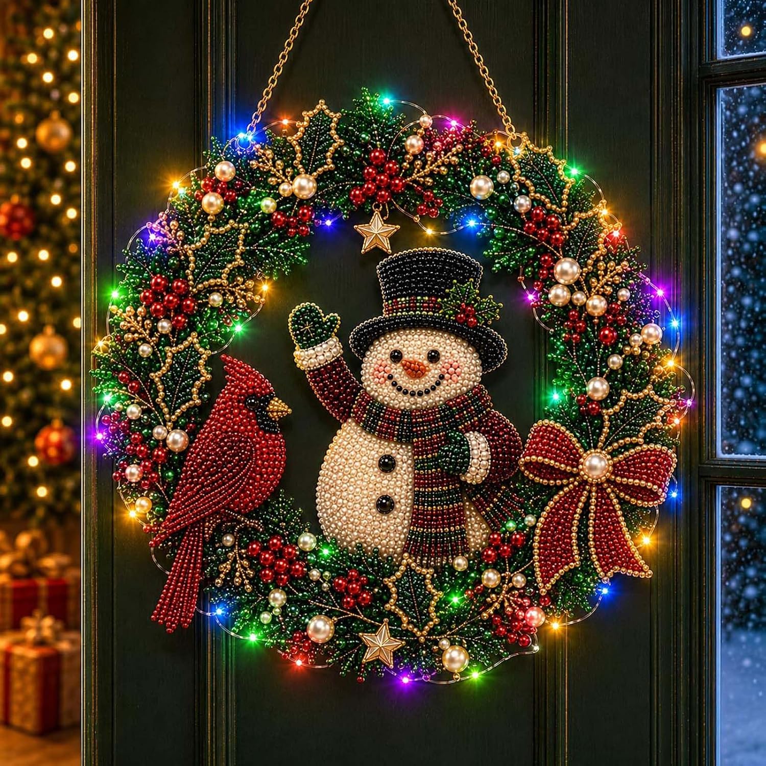 Amazon.com: Diamond Painting Light-Up Wreath - DIY 5D Diamond Art ...