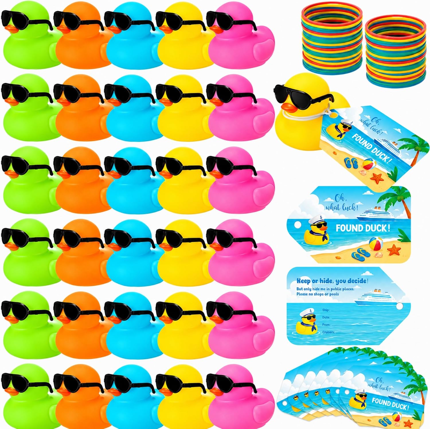 24 Sets Cruise Ducks Tag Kits for 2026 Cruise Ship Hiding, Colorful