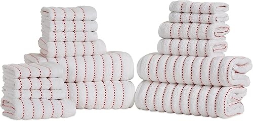 Superior Organic Cotton Wave - Juego de toallas de 16 piezas, color coral