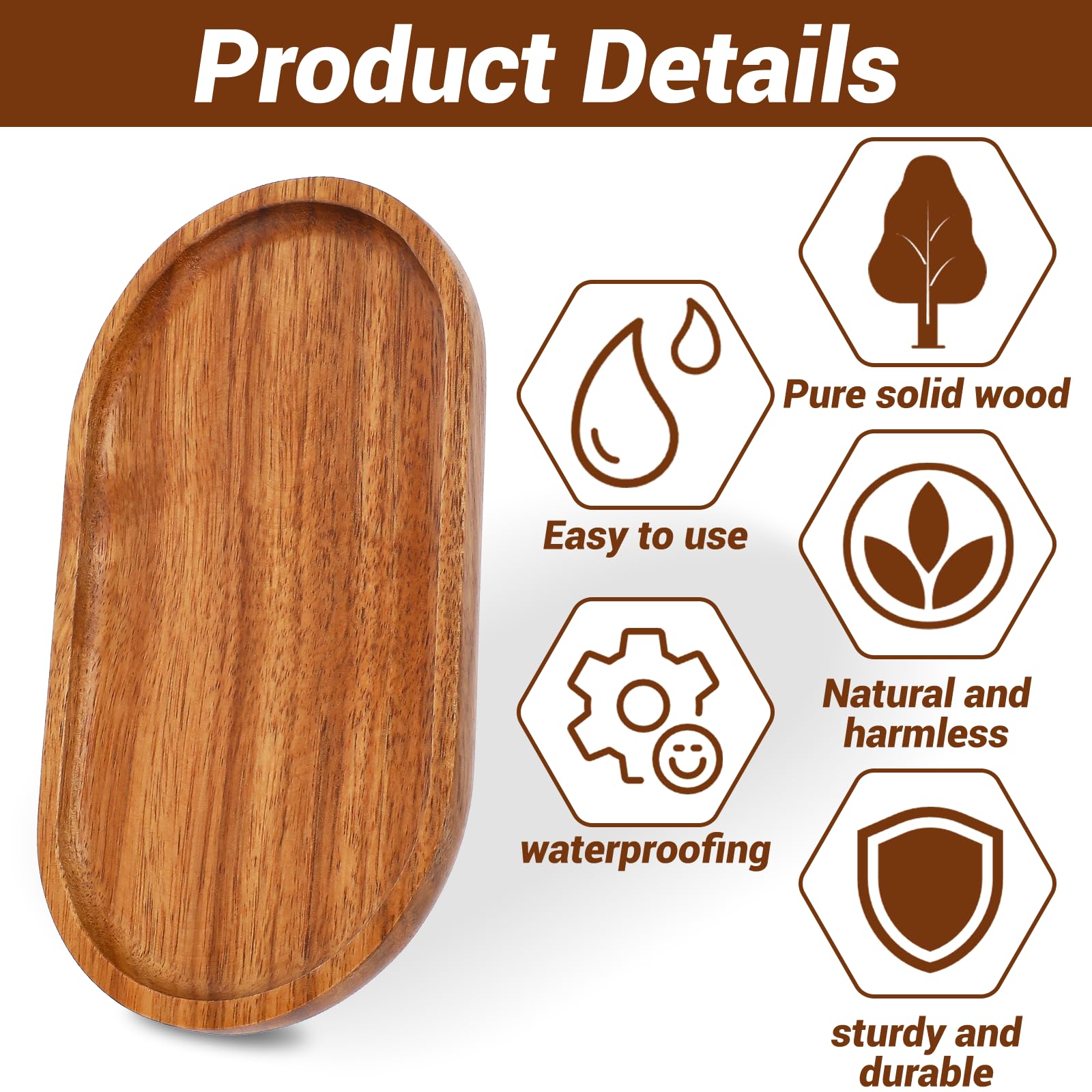 Vassoio Ovale In Legno Di Acacia Con Manici – 35,6 X 27,9 X 5,1 Cm – Elegante Per Servire Tè, Colazione E Decorare Tavolo, Cucina, Soggiorno