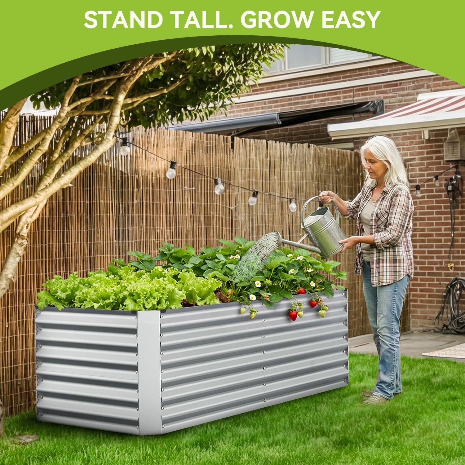 Ohuhu Hochbeet Metall Pflanzenbeet 180x90x60cm, Wetterfestes Stahlblech Hochbeete für Gemüse Erhöhte Extragroße, Gemüsebeet Pflanzkasten Frühbeet Gartenbeet Pflanzkübel Blumenkasten für Garten