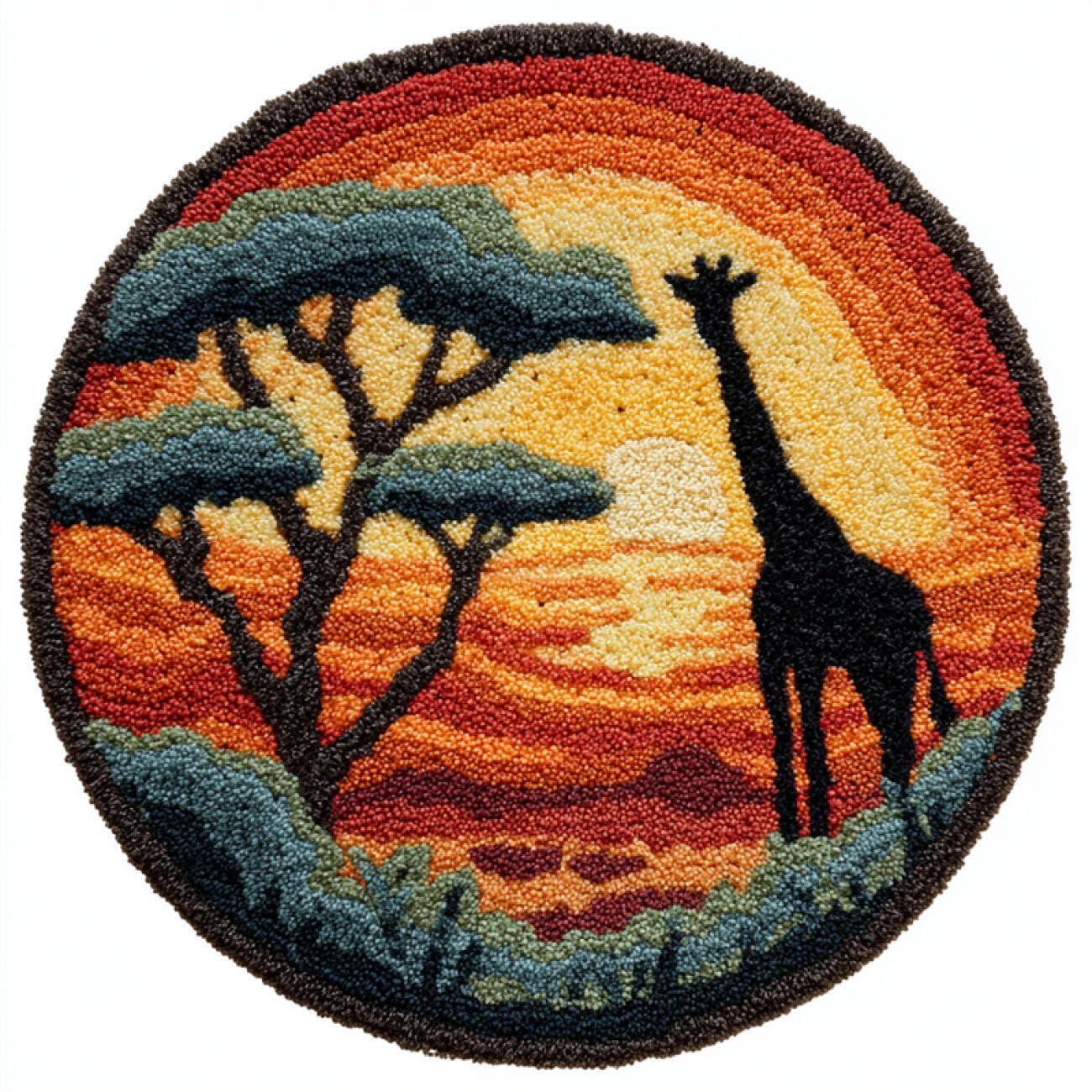 Kitquiver Rug Making Kit for Adults Giraffe Silhouette 60x60cm