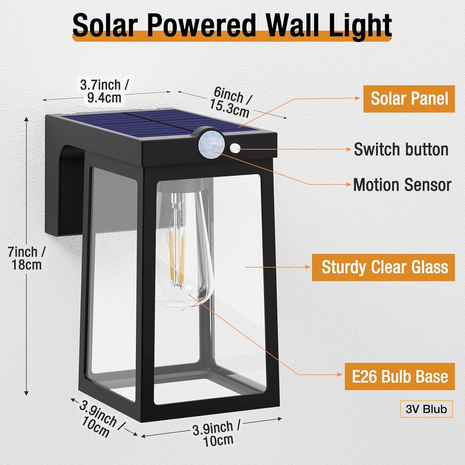2 Pack Solar Porch Lights Outdoor with Motion Sensor, Dusk to Dawn Exterior Wall Lighting Fixtures Waterproof, LED Patio Lights Wall Sconce Outside Anti-Rust for Garage Frontdoor House, Black