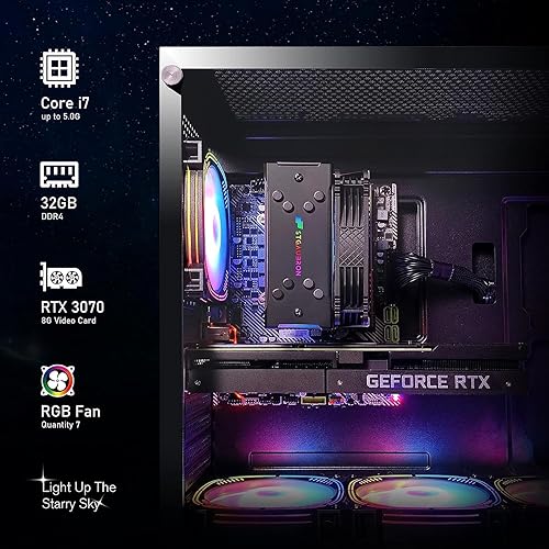 Miniatura 4 de STGAubron PC de escritorio para juegos, Intel Core i7-11700KF hasta 5.0G, GeForce RTX 3070 8G GDDR6, 32G DDR4, 2T SSD, WiFi, BT 5.0, ventilador RGB