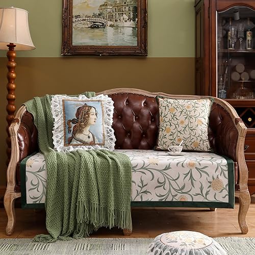 Funda de sofá de diseño, fundas de terciopelo verde floral para banco de cama seccional, fundas de banco de cama de lujo, funda para reposapiés,