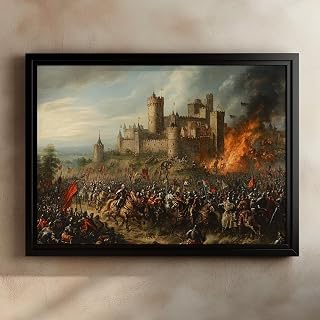 Medieval Battle Print, Castle Siege Art, Knights In Battle Historical Wall Art Vintage War Painting Dramatic Scene Medieval Decor Poster Castle Siege Decor Knights In,187
