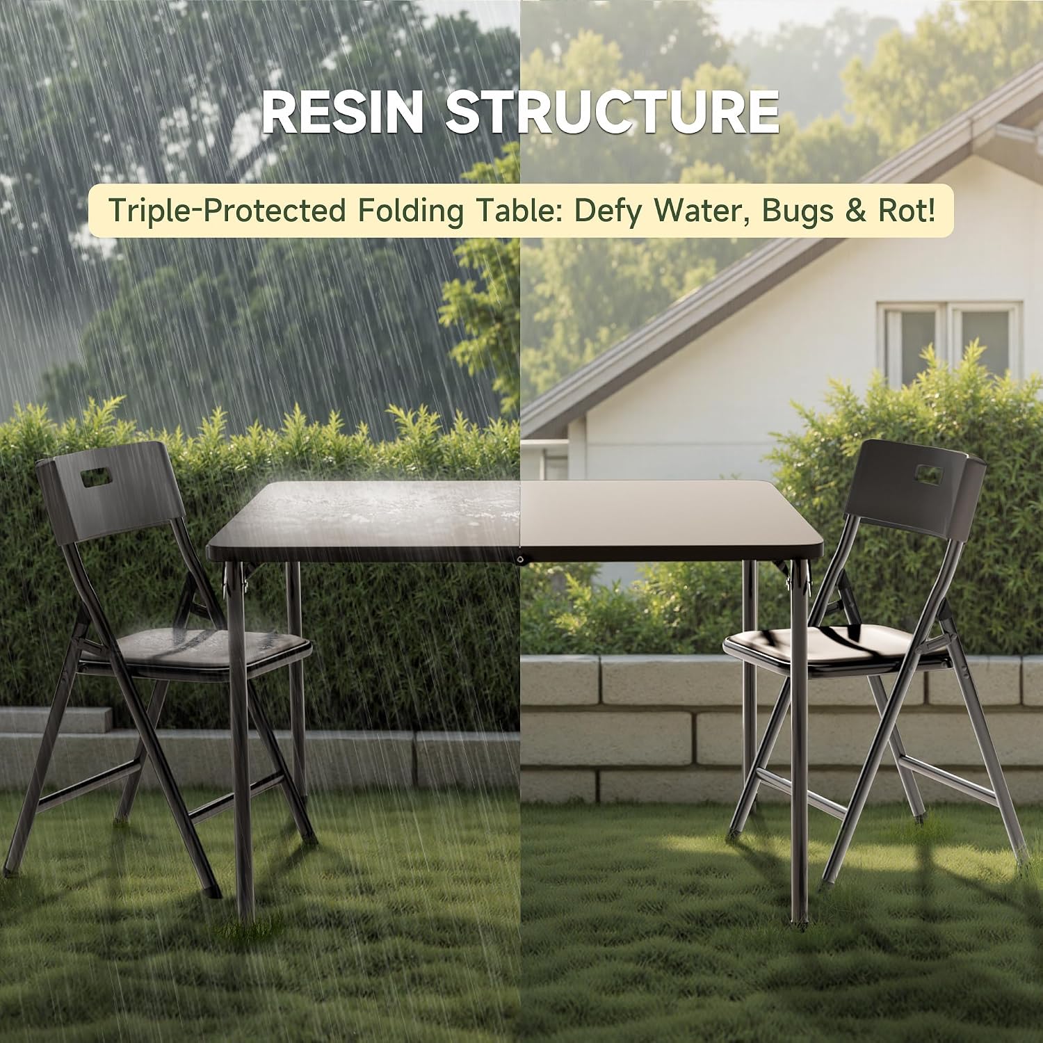 Square Folding Table and Chairs Set, 34" Card Table with Durable 330lbs Chairs for Card Games, Dining, Indoor & Outdoor Use, 5-Piece