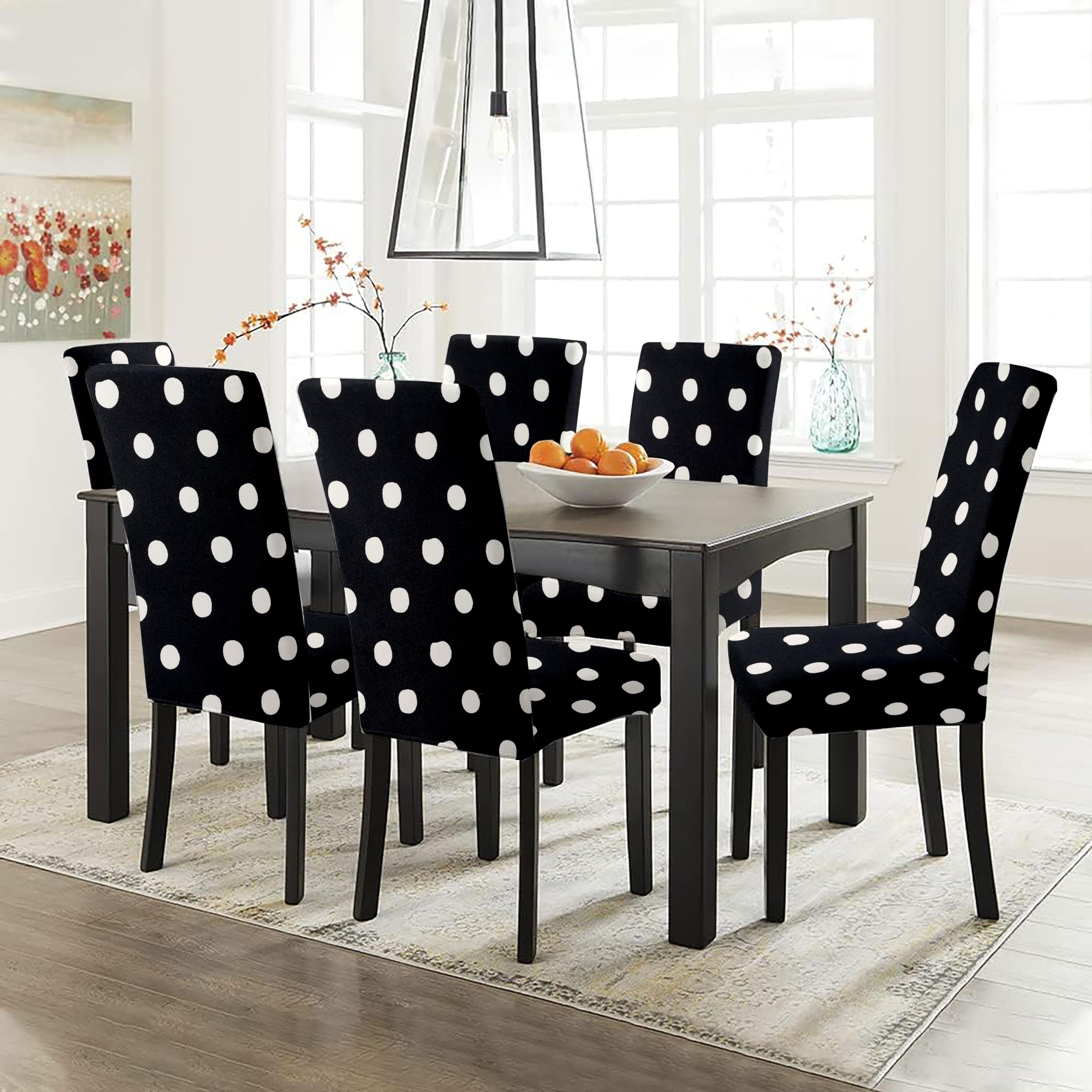 HOTKEI Pack of 6 Black Polka Dot Dining Table Chair Cover Stretchable Slipcover Seat Protector Removable 1pc Polycotton Dining Chairs Covers for Home Hotel Dining Table Chairs (B0CBTYF5J5) Amazon Price History, Amazon Price Tracker
